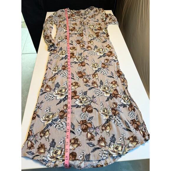Natural Life Womens Amelia Rose Crinkle Midi Floral Dress Size L Boho Gray - Picture 9 of 11